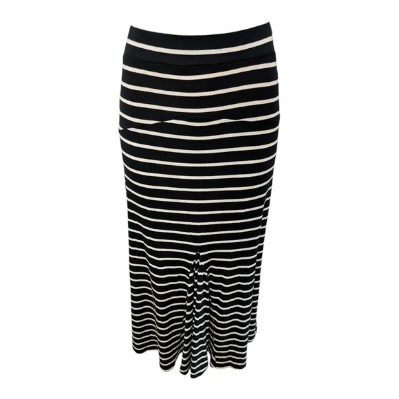 POOF Maxi Skirt Horizontal Black White Stripe High Rise Jersey Lightweight S - Picture 2 of 8